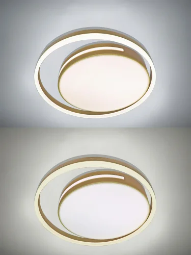 Люстра потолочная с пультом LED LAMPS 81304 Natali Kovaltseva золотая на 1 лампу, основание золотое в стиле хай-тек с пультом кольца фото 7